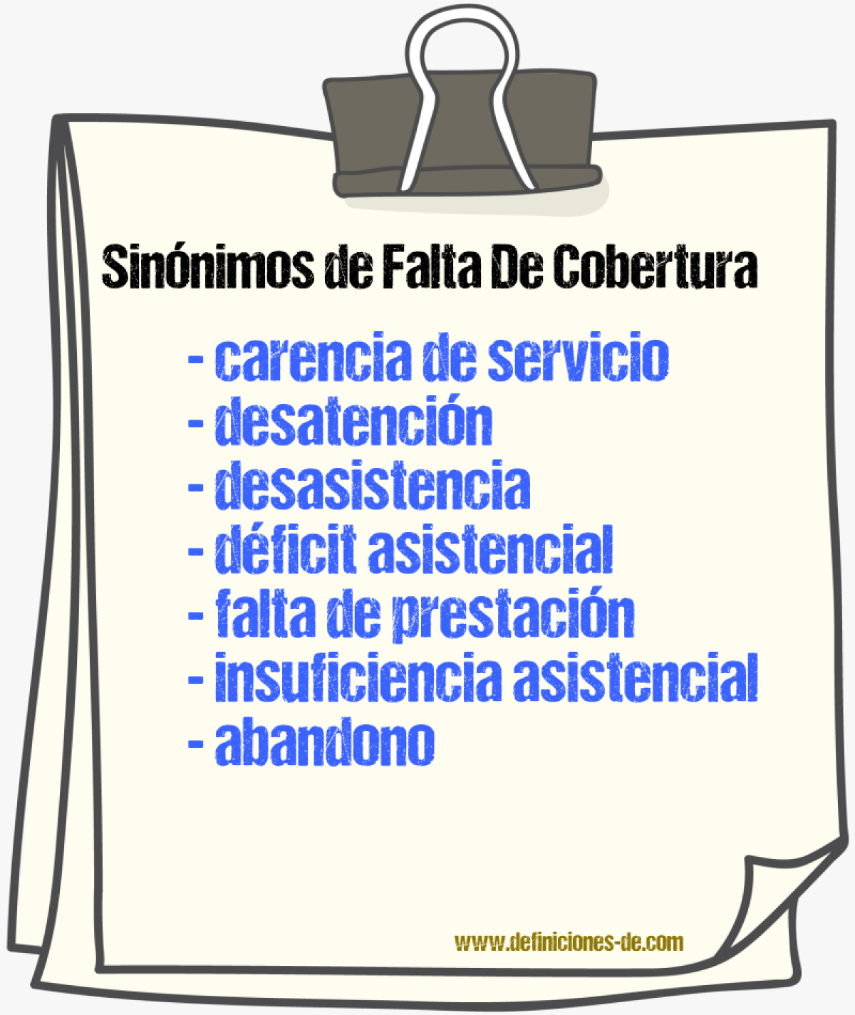 Sinónimos de falta de cobertura