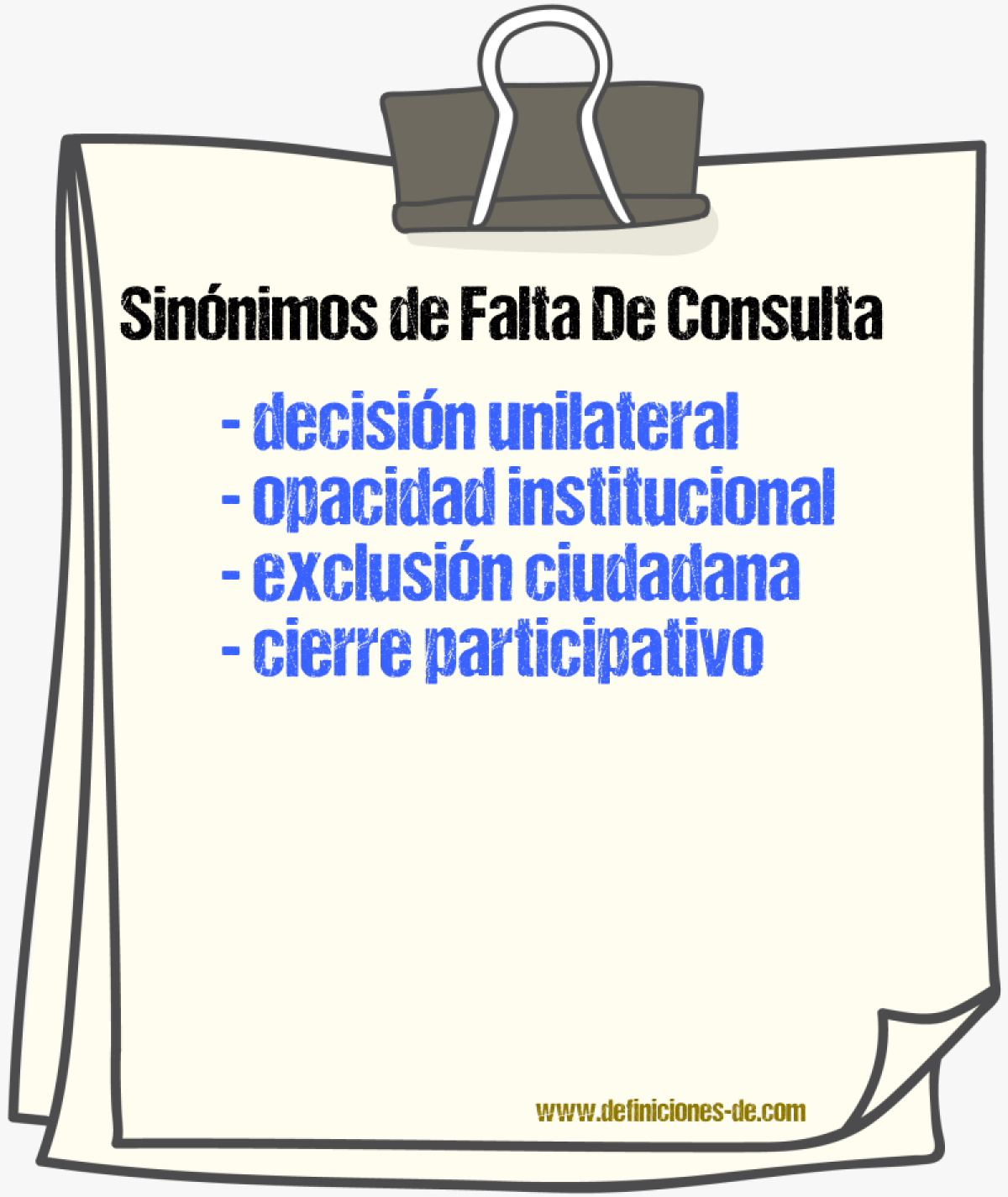 Sinónimos de falta de consulta