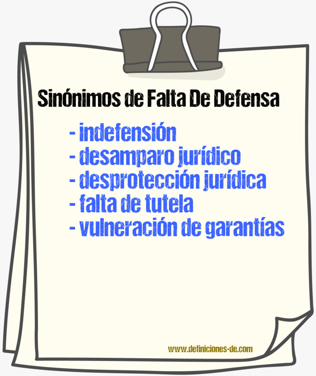 Sinónimos de falta de defensa