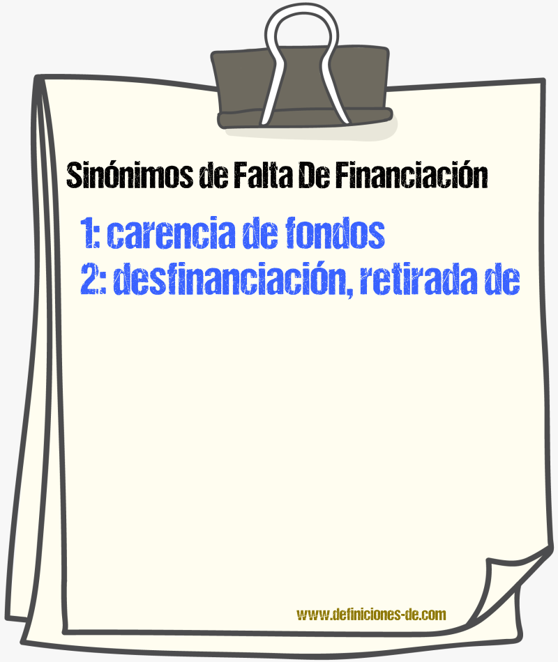 Sinónimos de falta de financiación