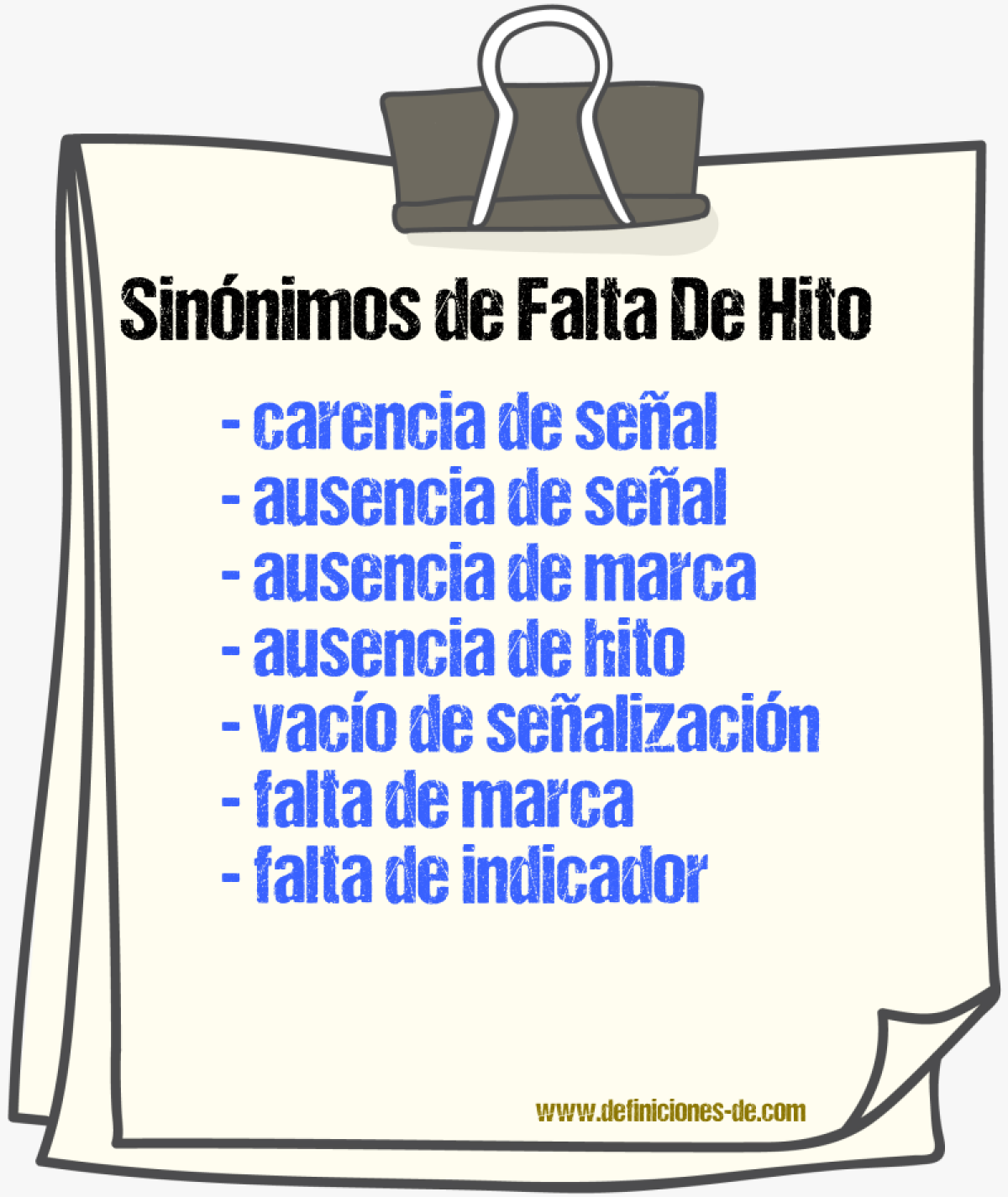 Sinónimos de falta de hito