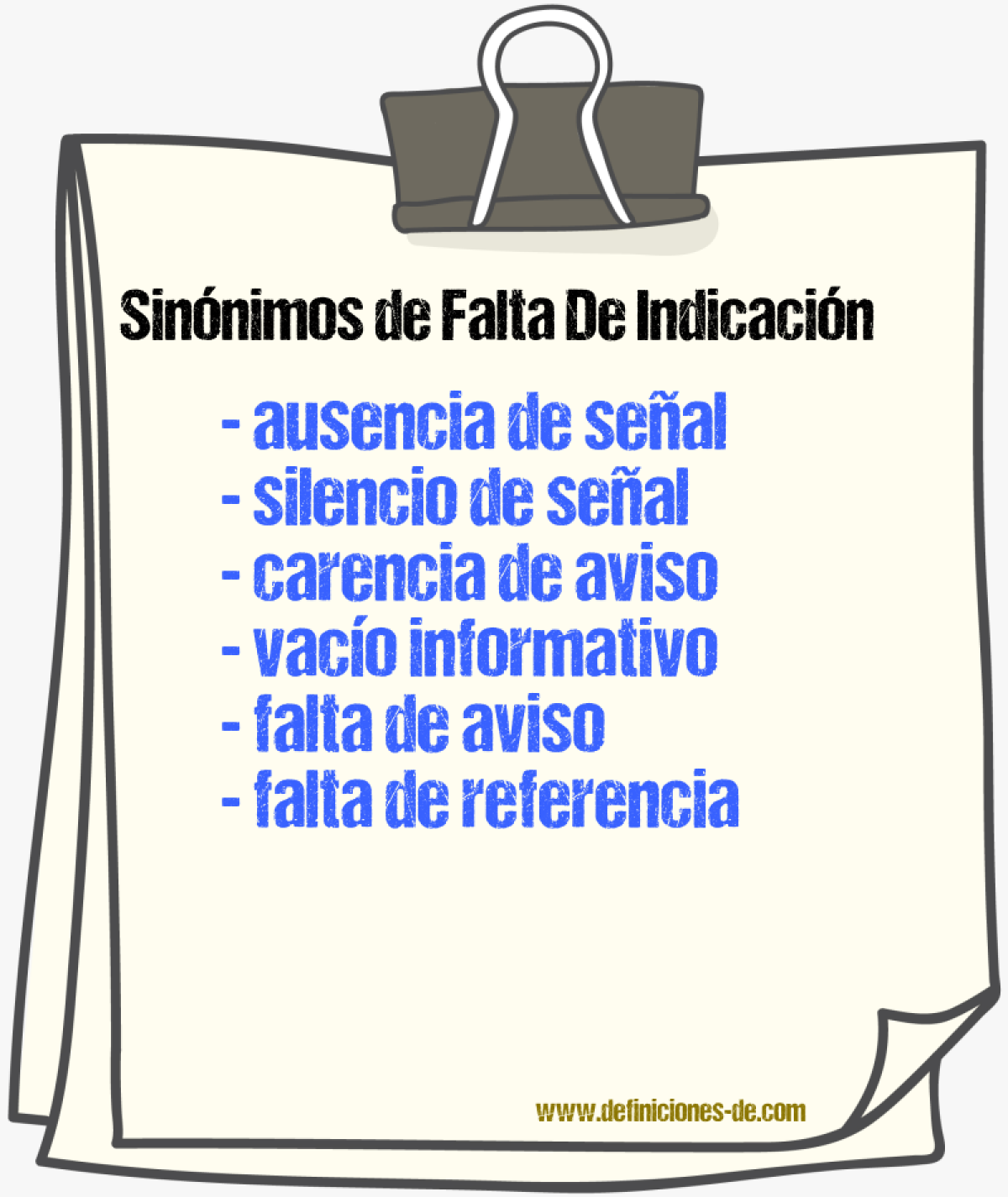 Sinónimos de falta de indicación