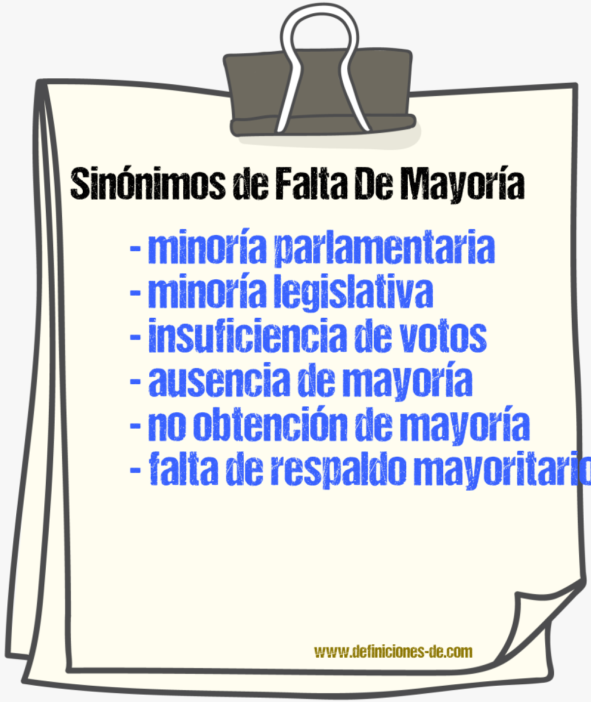 Sinónimos de falta de mayoría