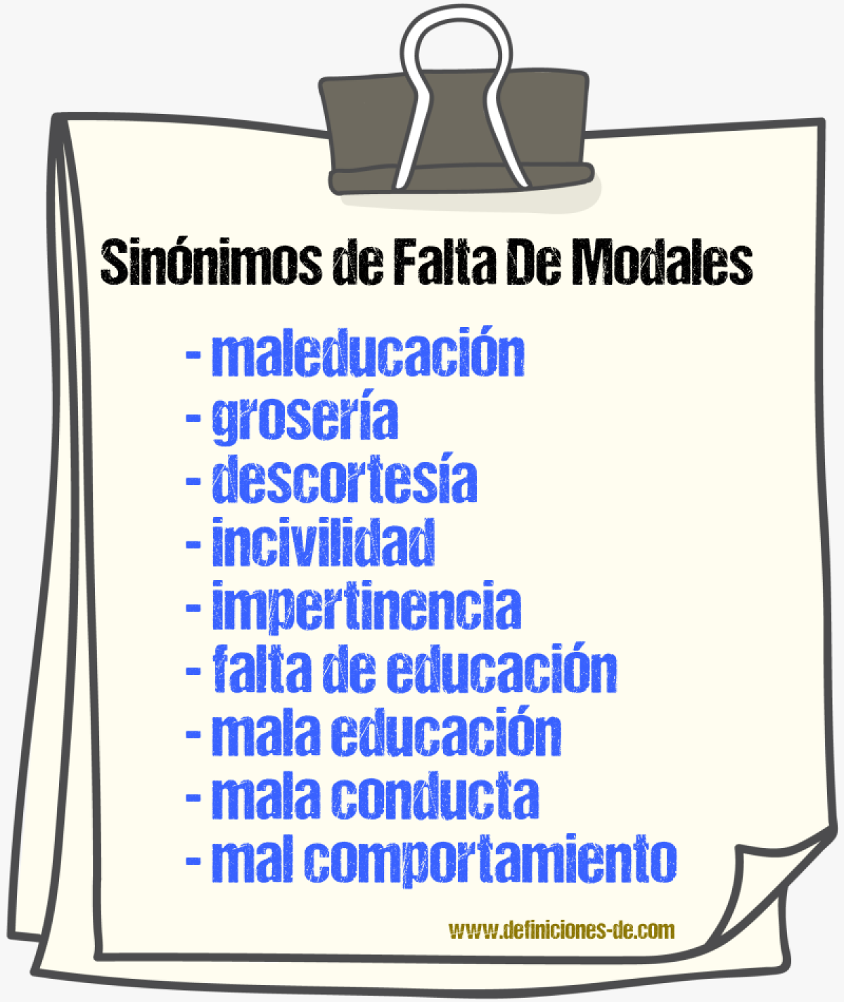 Sinónimos de falta de modales
