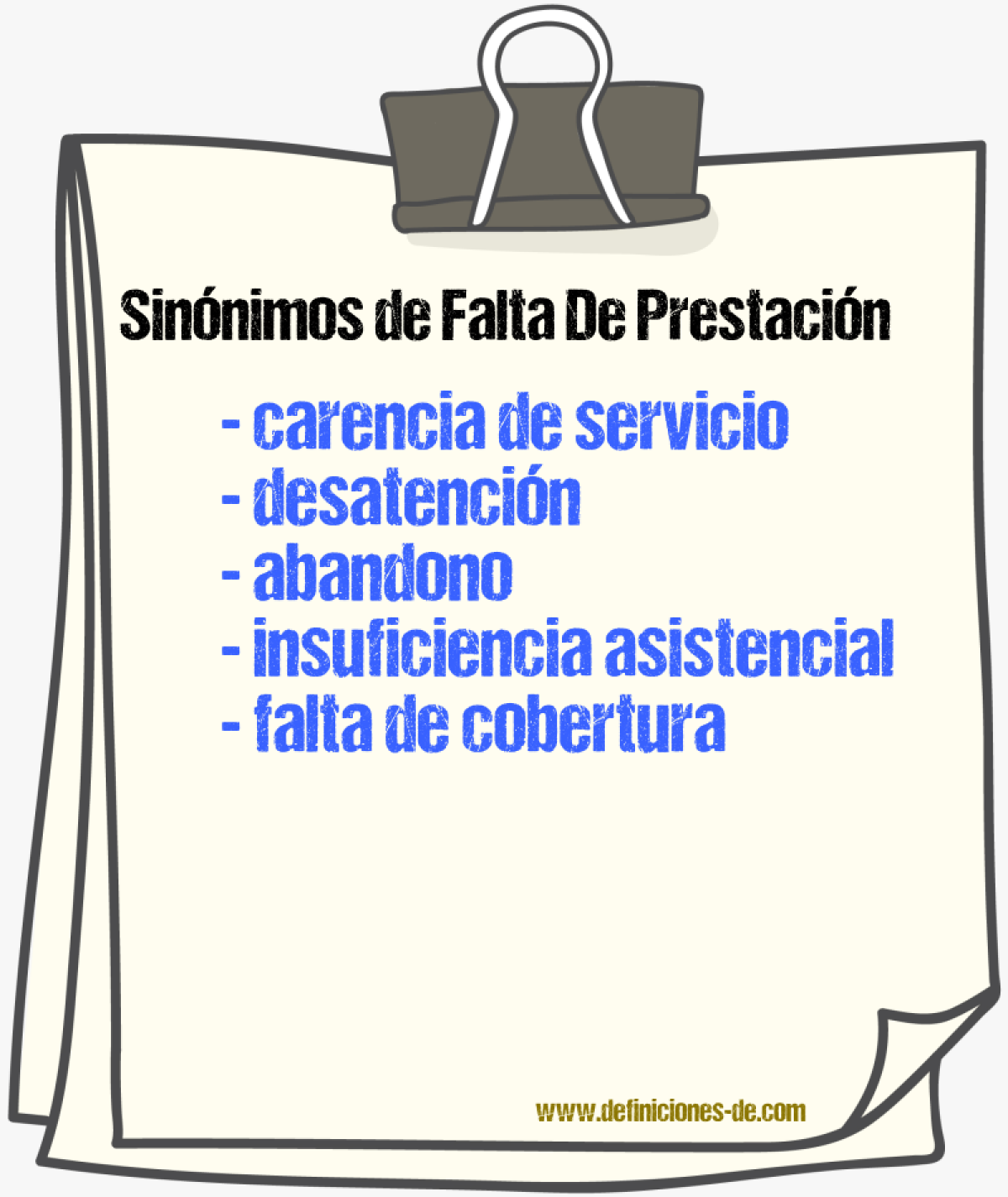 Sinónimos de falta de prestación