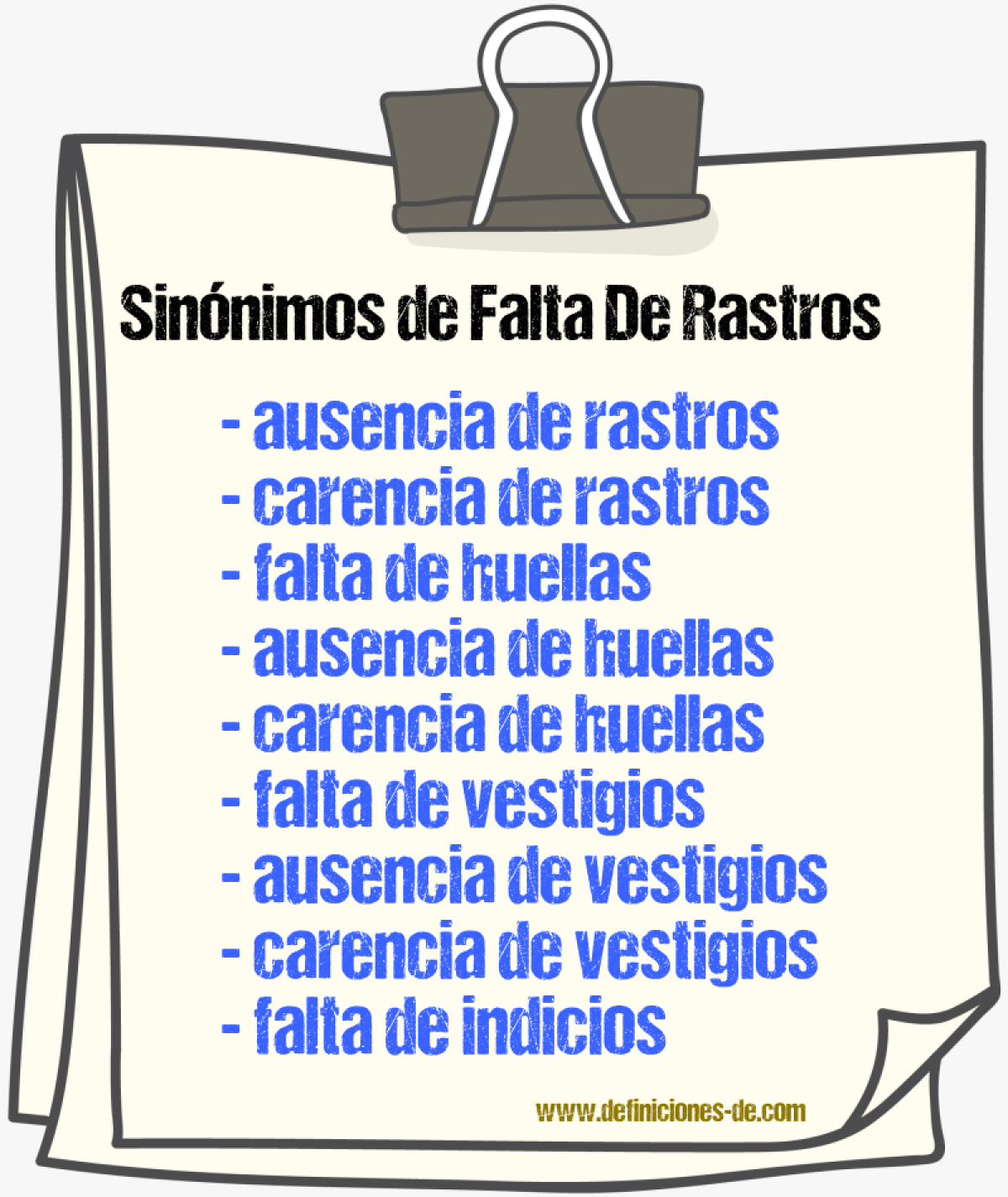 Sinónimos de falta de rastros