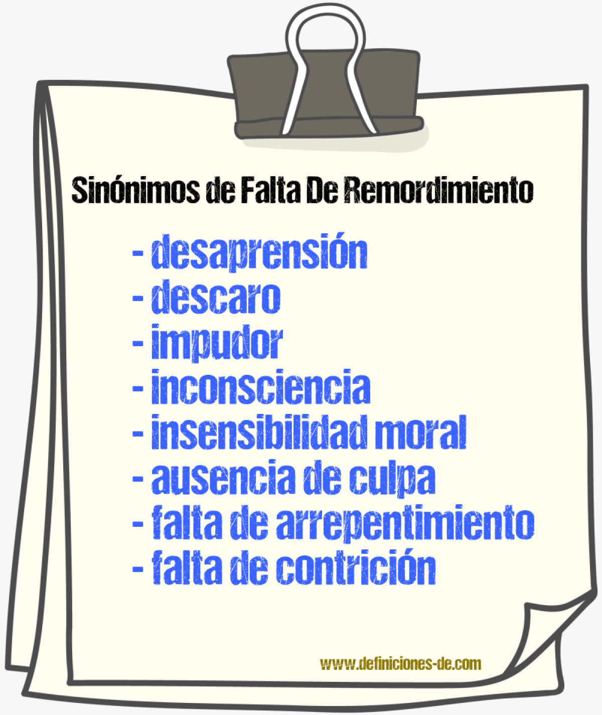 Sinónimos de falta de remordimiento