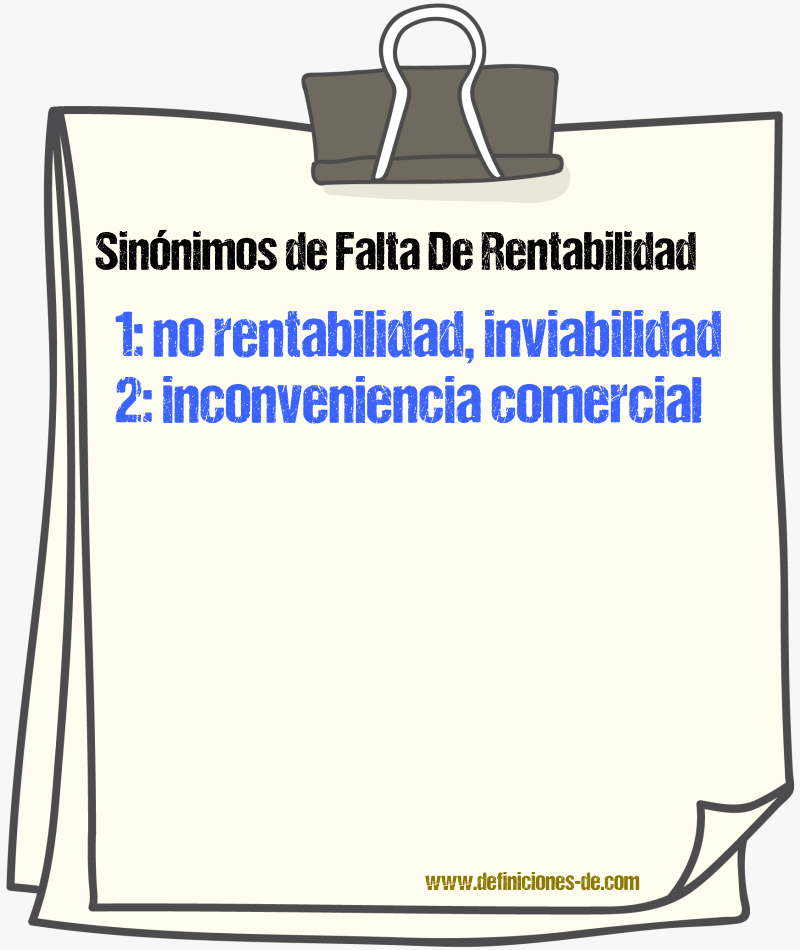 Sinónimos de falta de rentabilidad