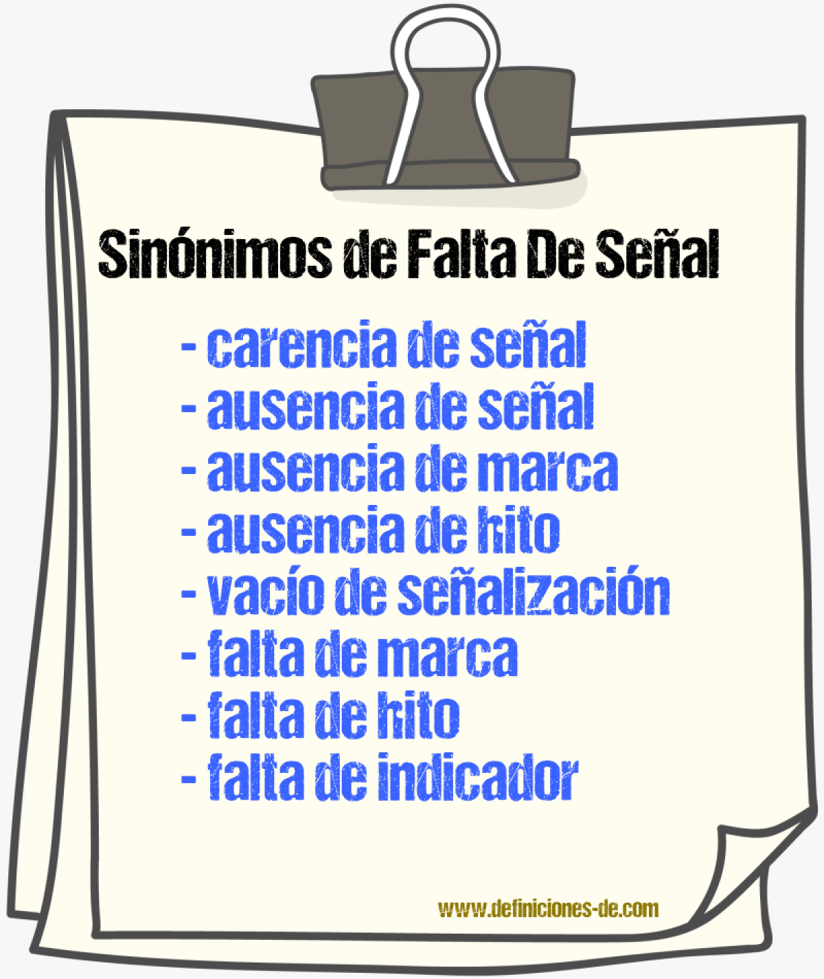 Sinónimos de falta de señal