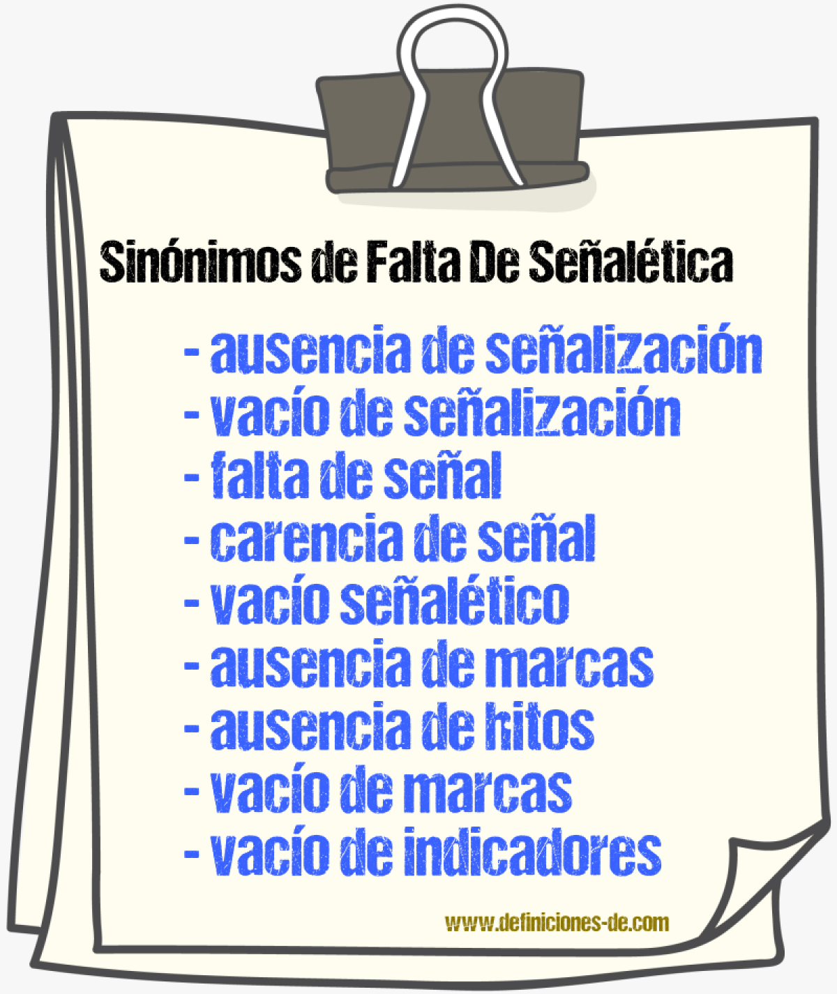 Sinónimos de falta de señalética