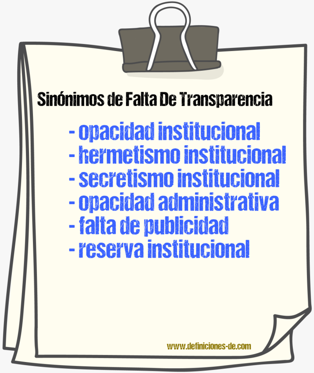 Sinónimos de falta de transparencia