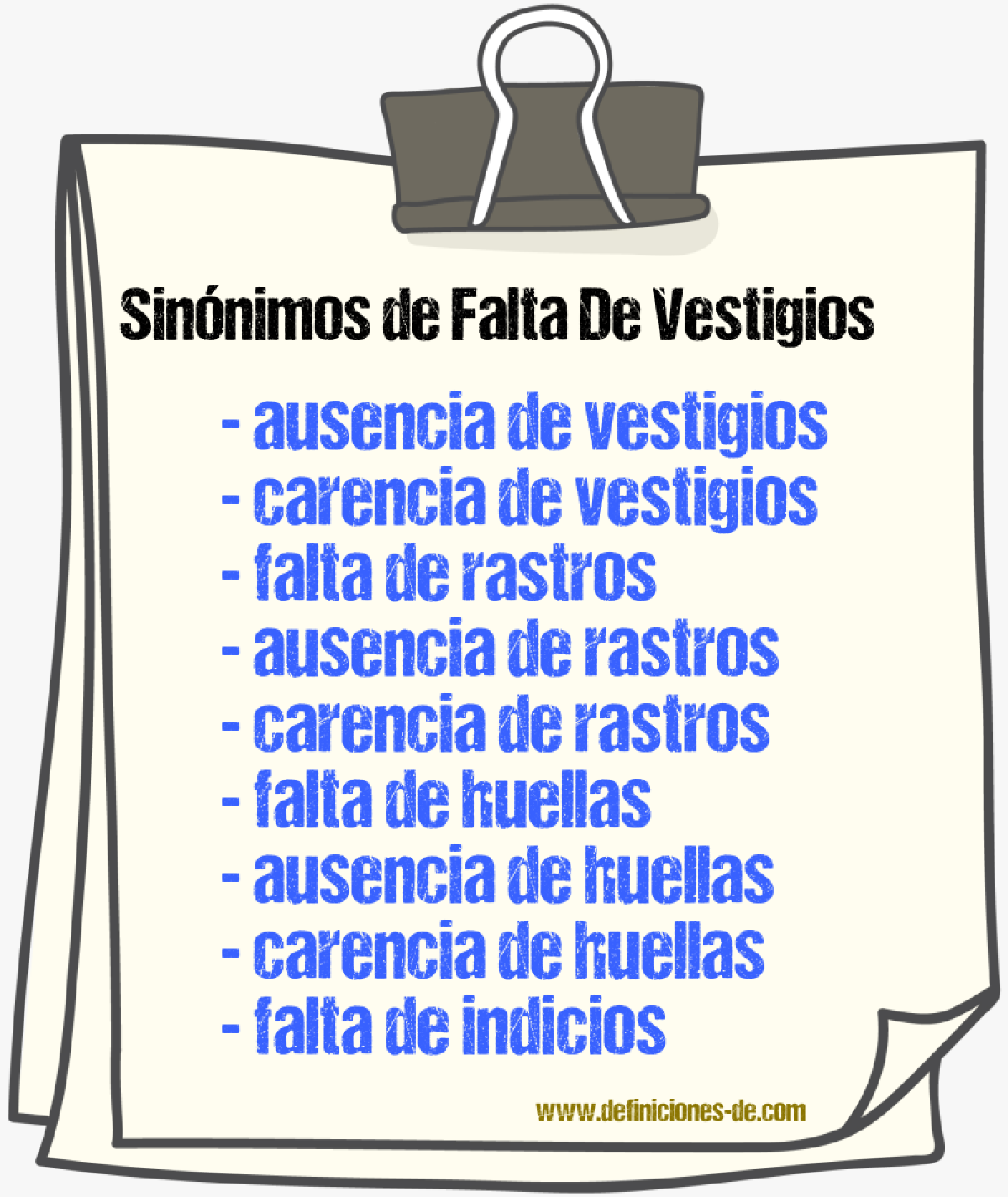 Sinónimos de falta de vestigios