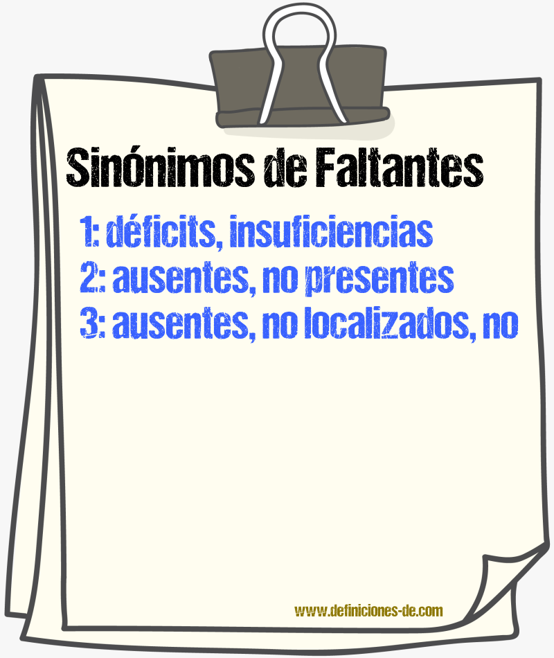 Sinónimos de faltantes