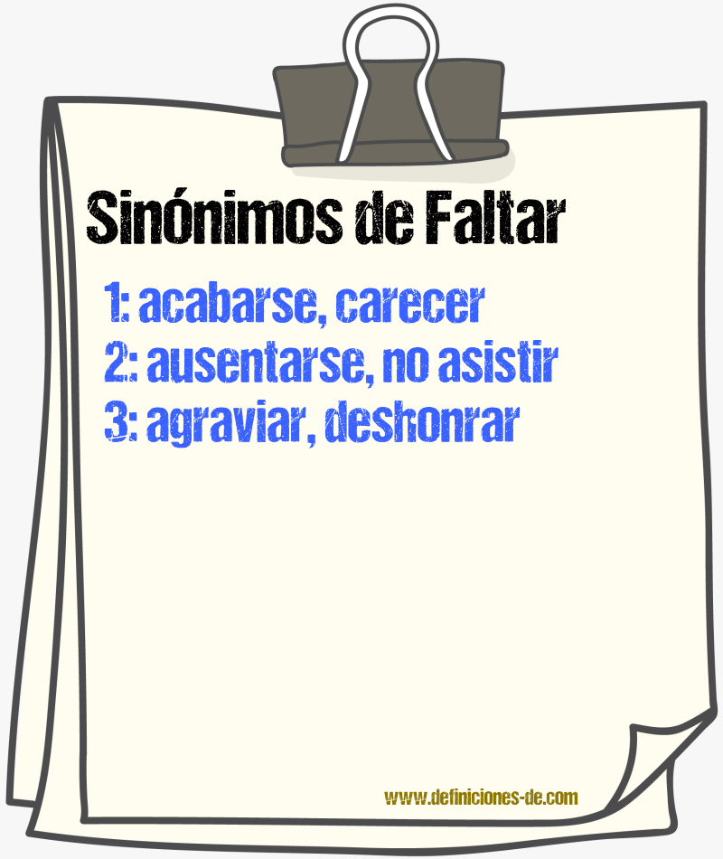 Sinnimos de faltar