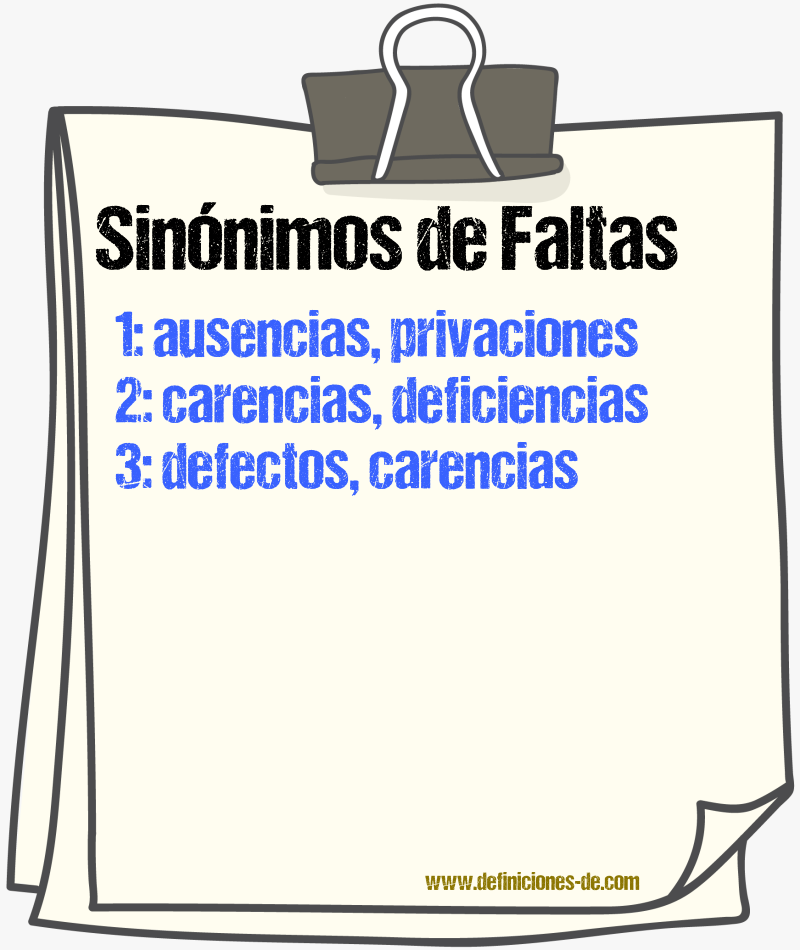 Sinónimos de faltas