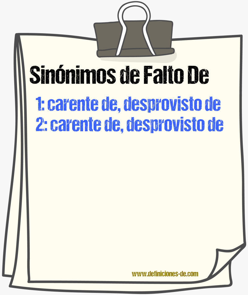Sinónimos de falto de