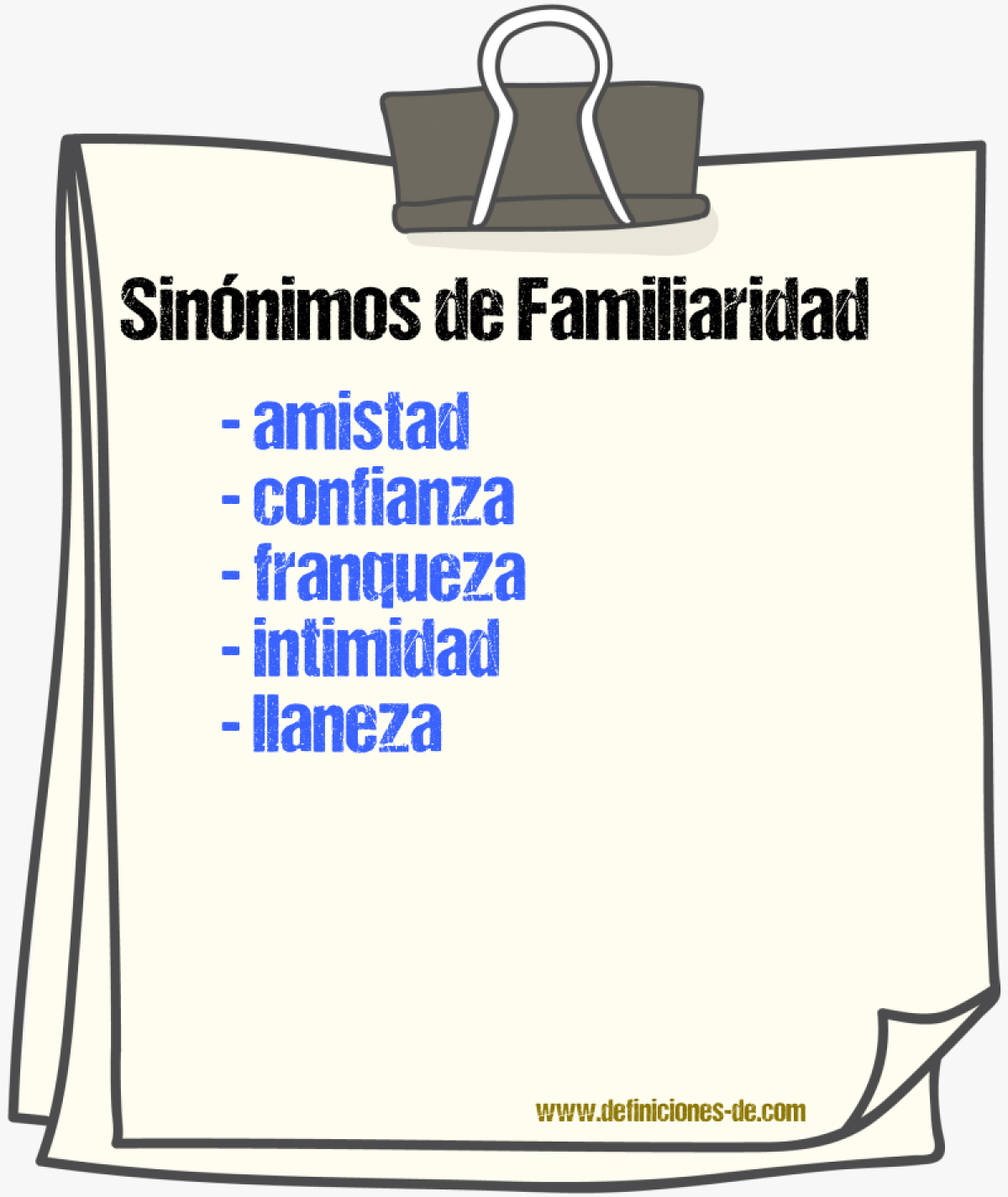 Sinnimos de familiaridad