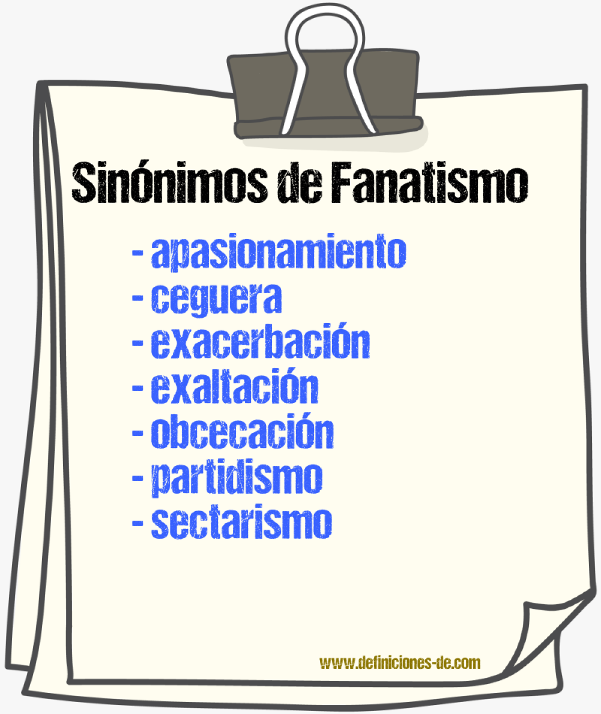 Sinnimos de fanatismo