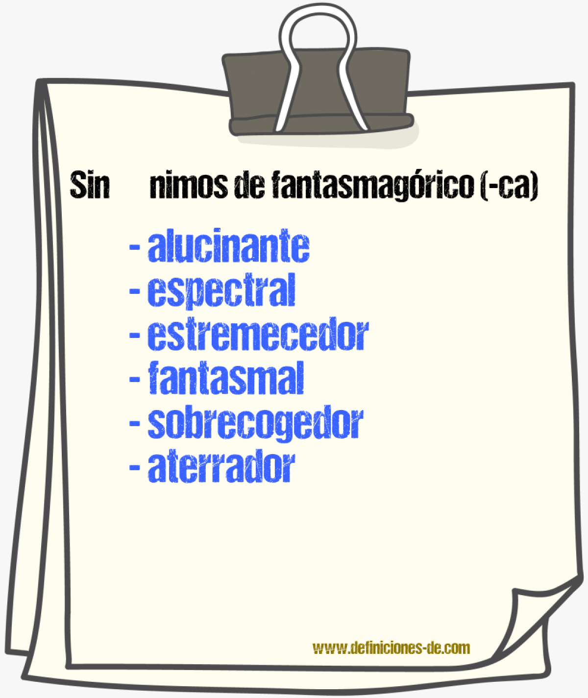 Sinnimos de fantasmagrico