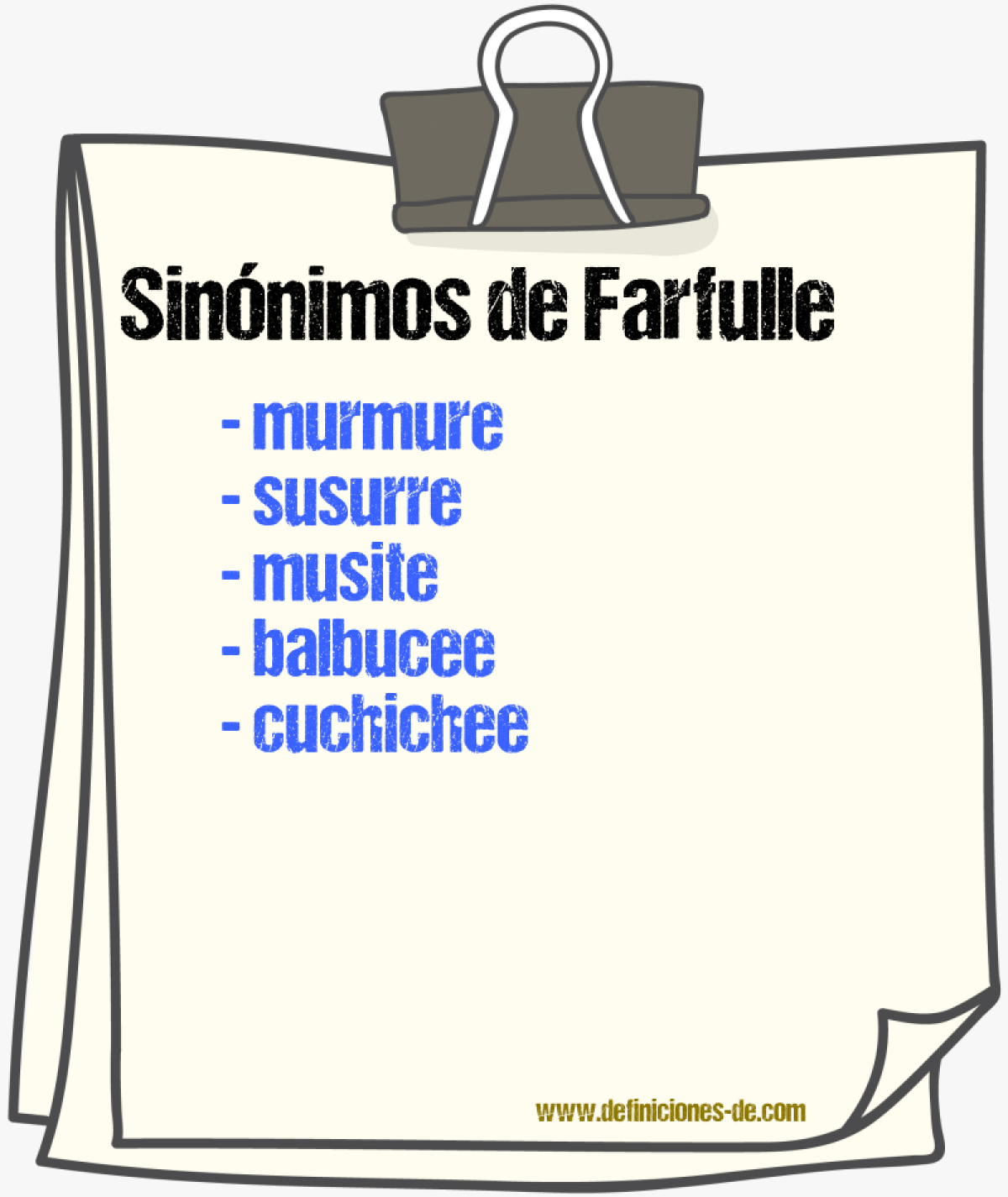 Sinónimos de farfulle