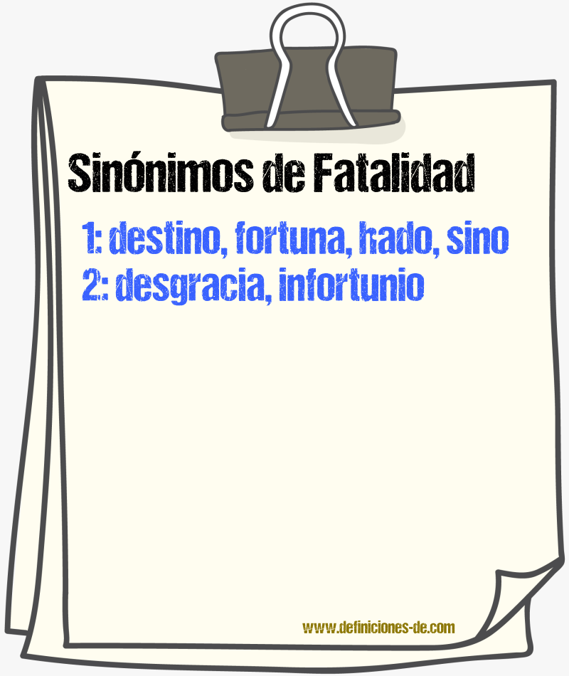 Sinnimos de fatalidad