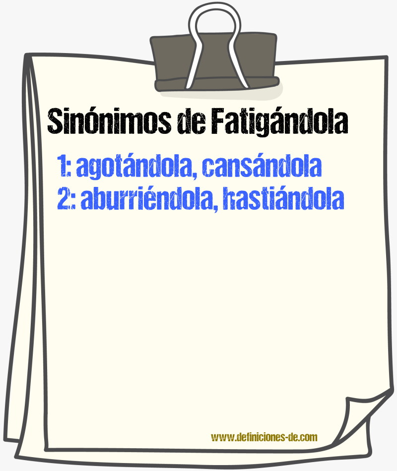Sinónimos de fatigándola