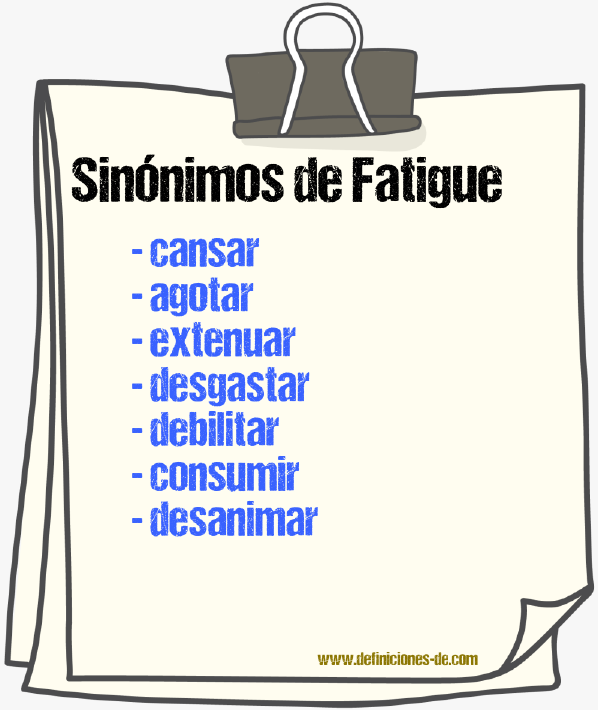 Sinónimos de fatigue