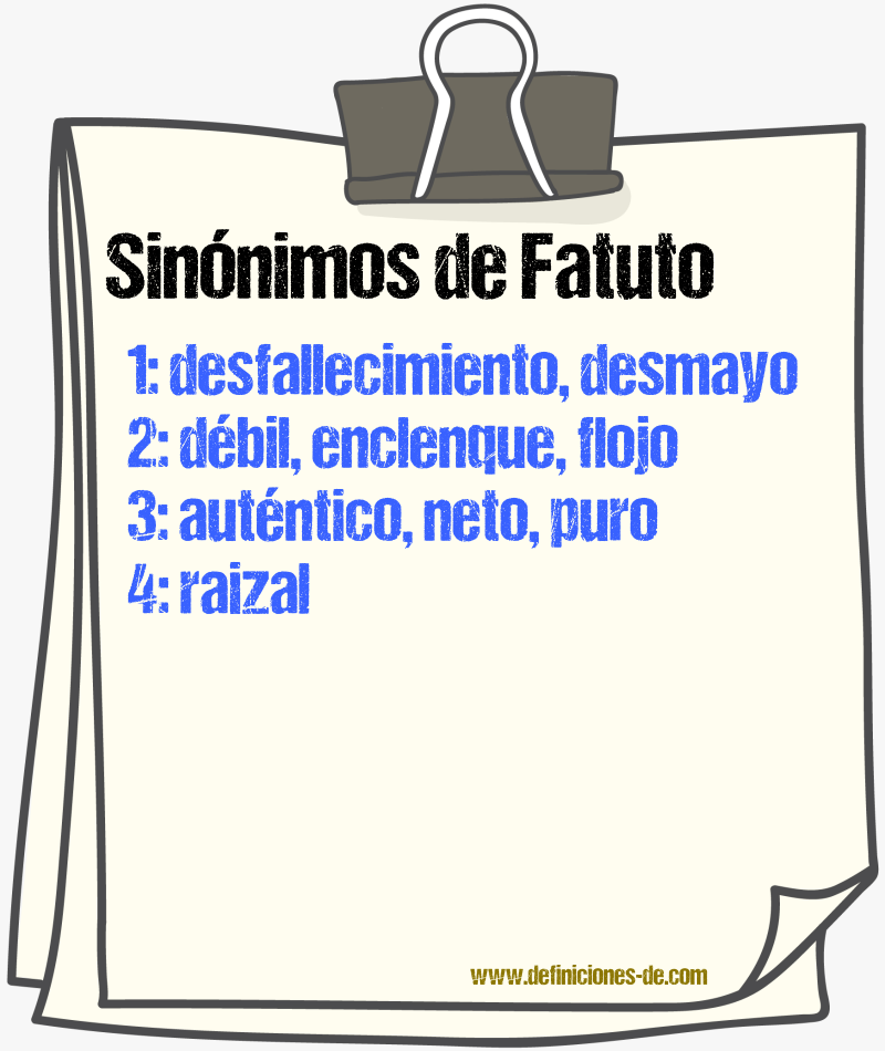 Sinnimos de fatuto