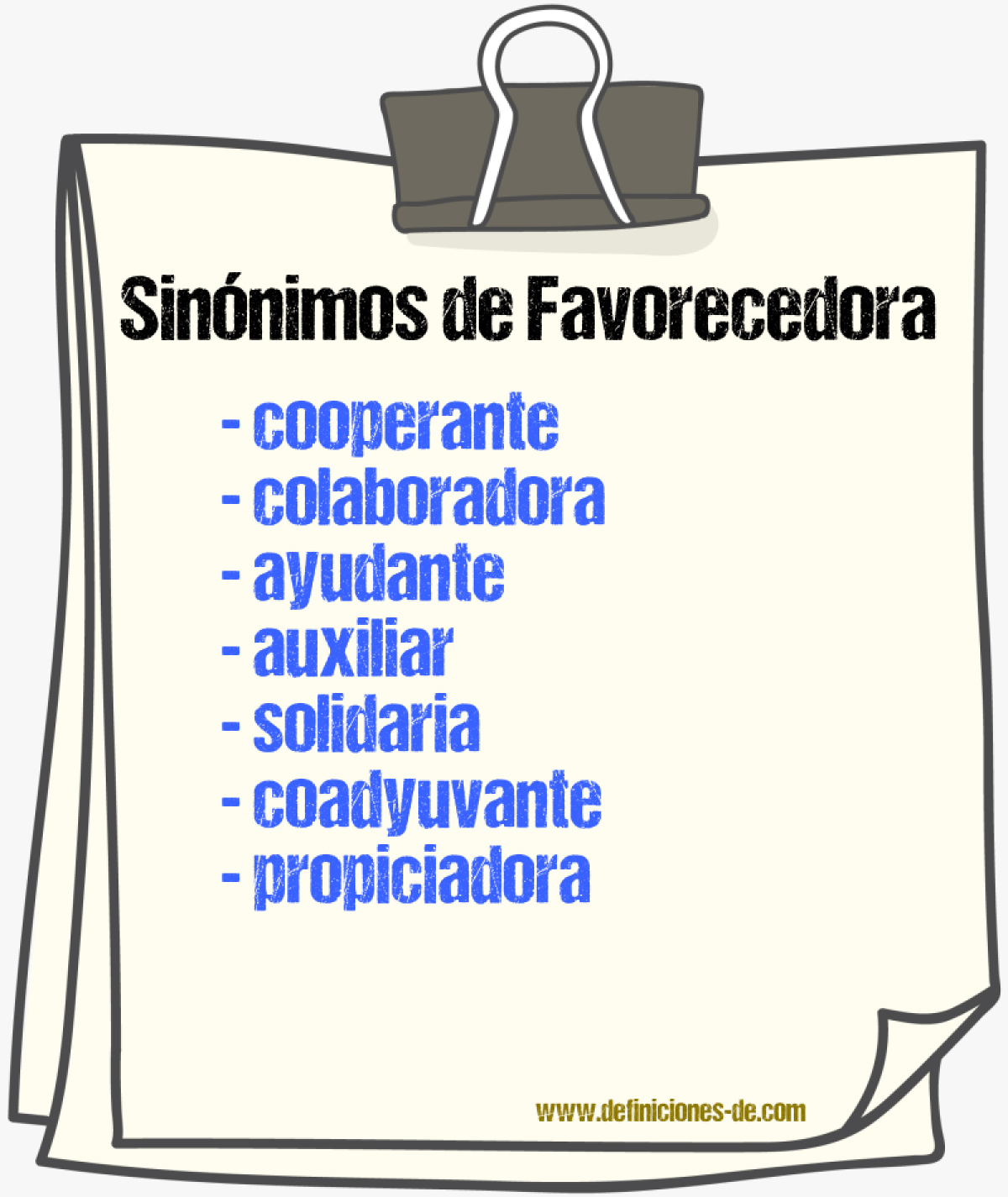 Sinónimos de favorecedora