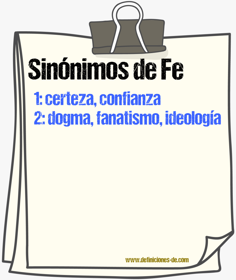 Sinnimos de fe