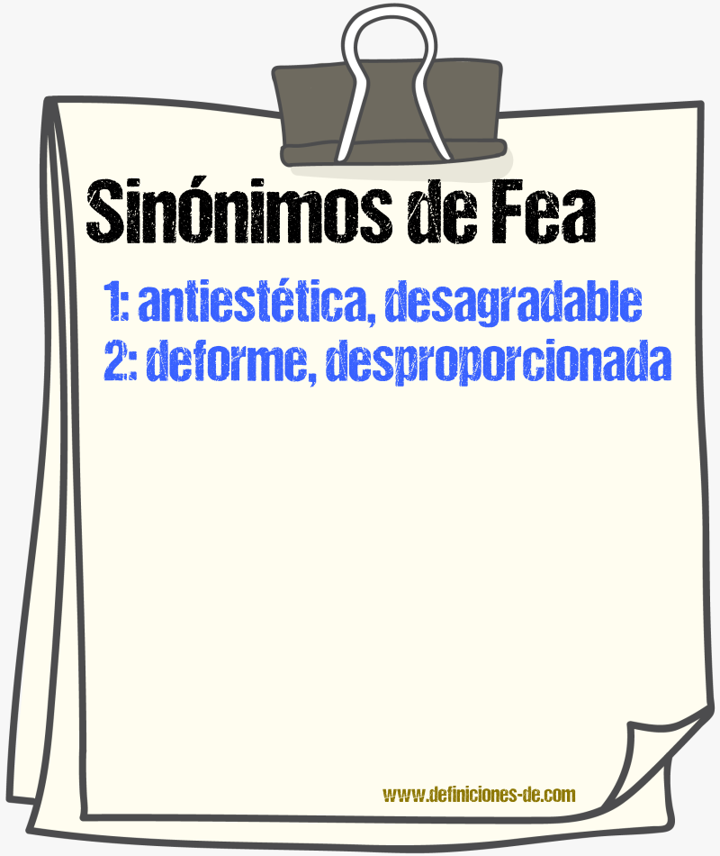 Sinónimos de fea