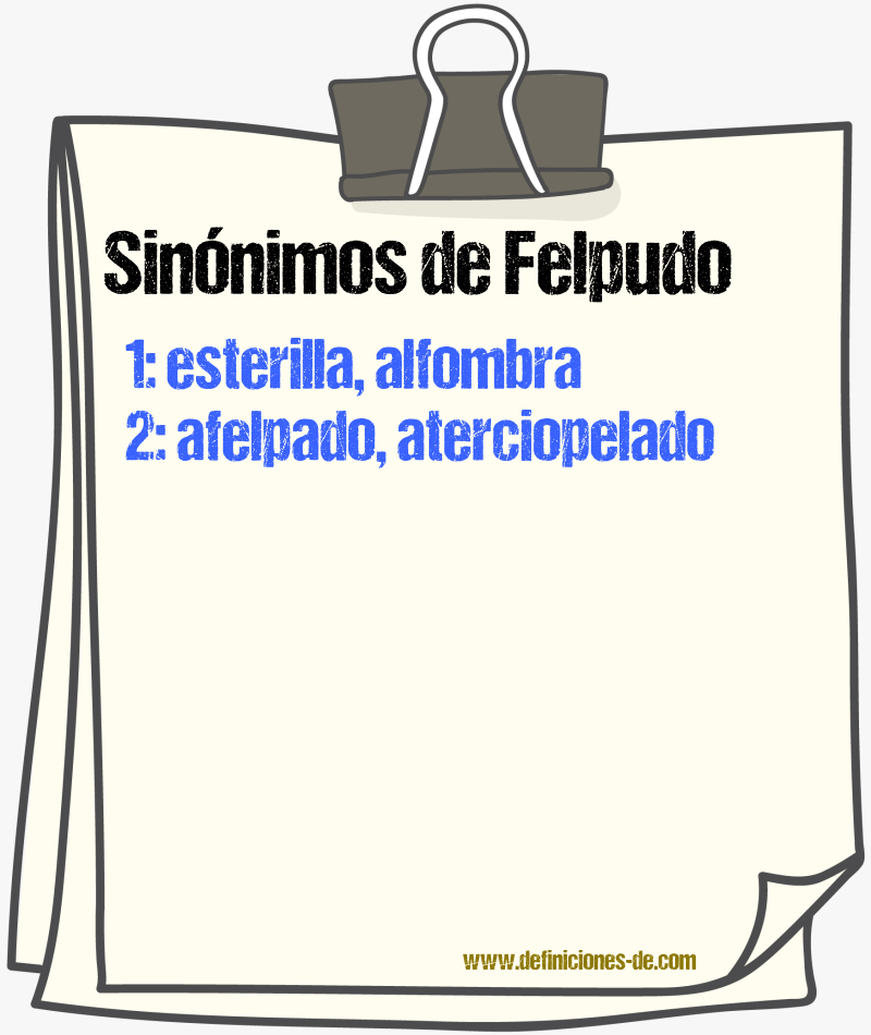 Sinnimos de felpudo