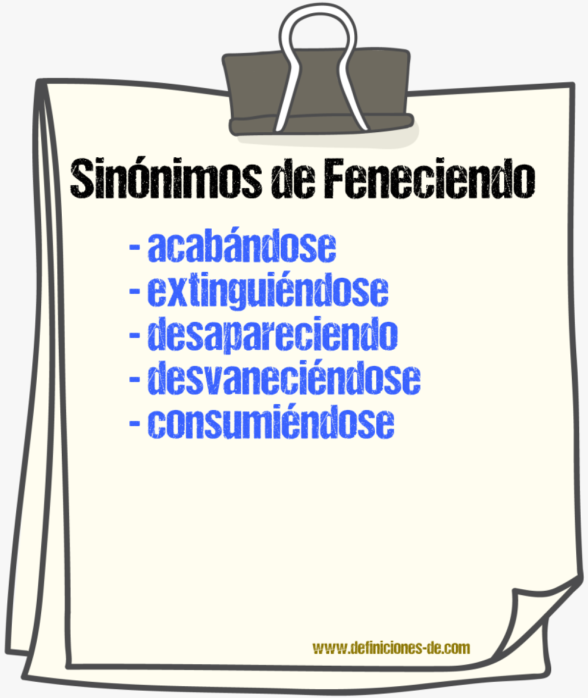 Sinónimos de feneciendo