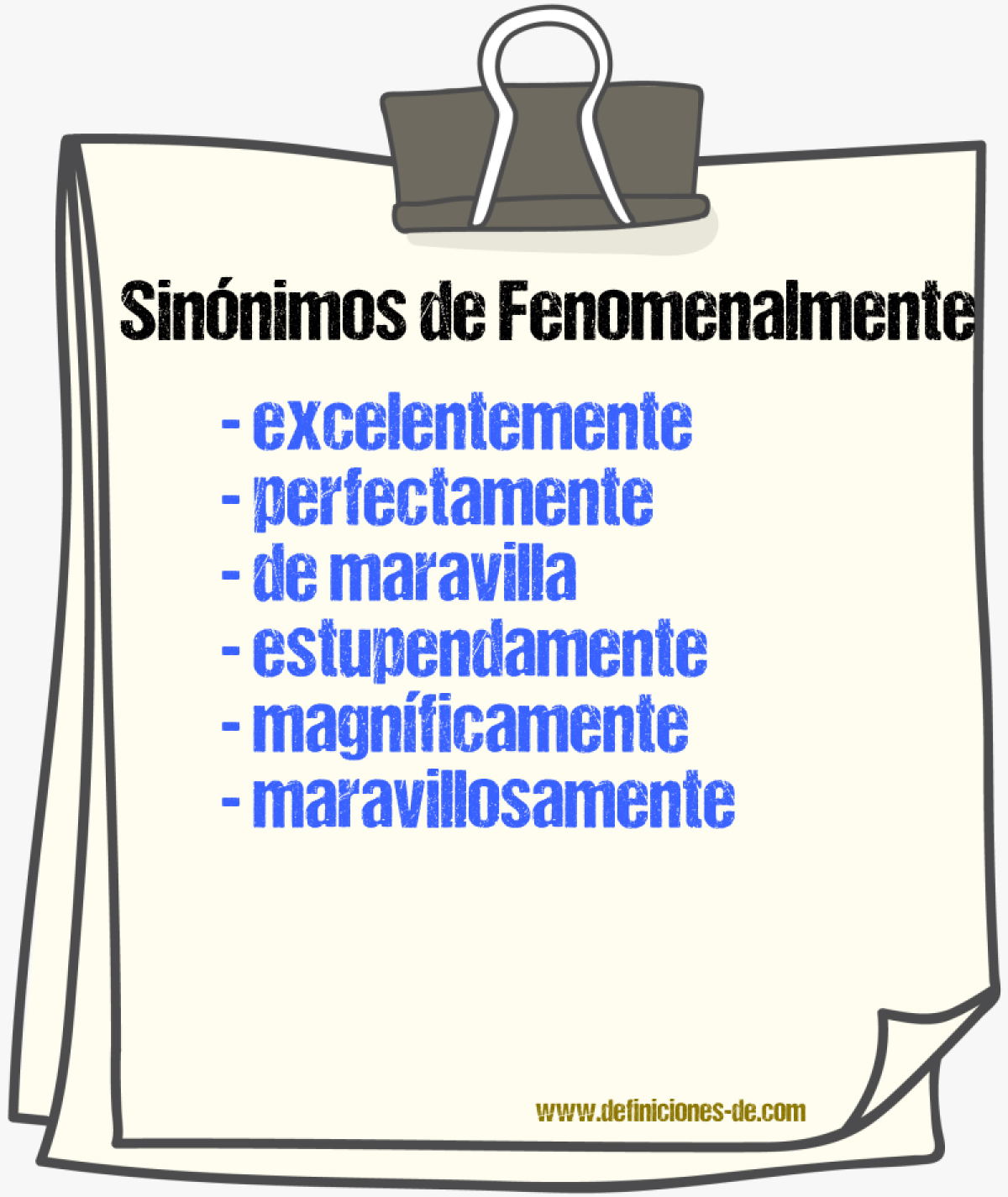 Sinónimos de fenomenalmente