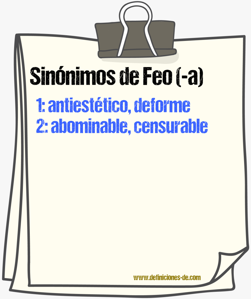 Sinnimos de feo