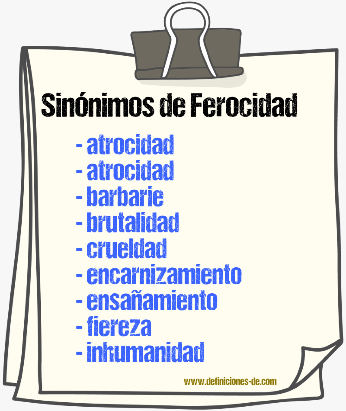 Sinnimos de ferocidad