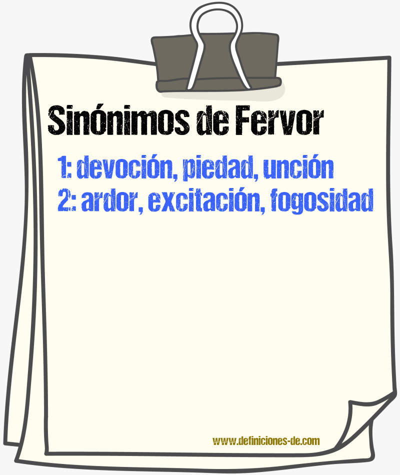 Sinnimos de fervor