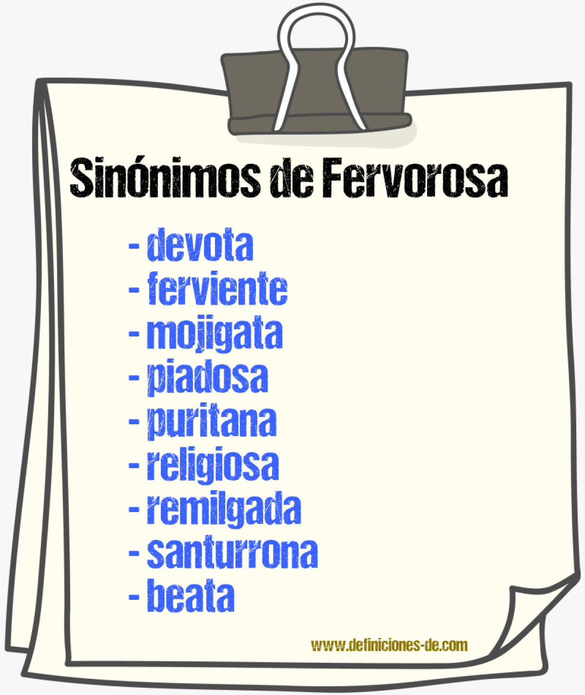 Sinnimos de fervorosa