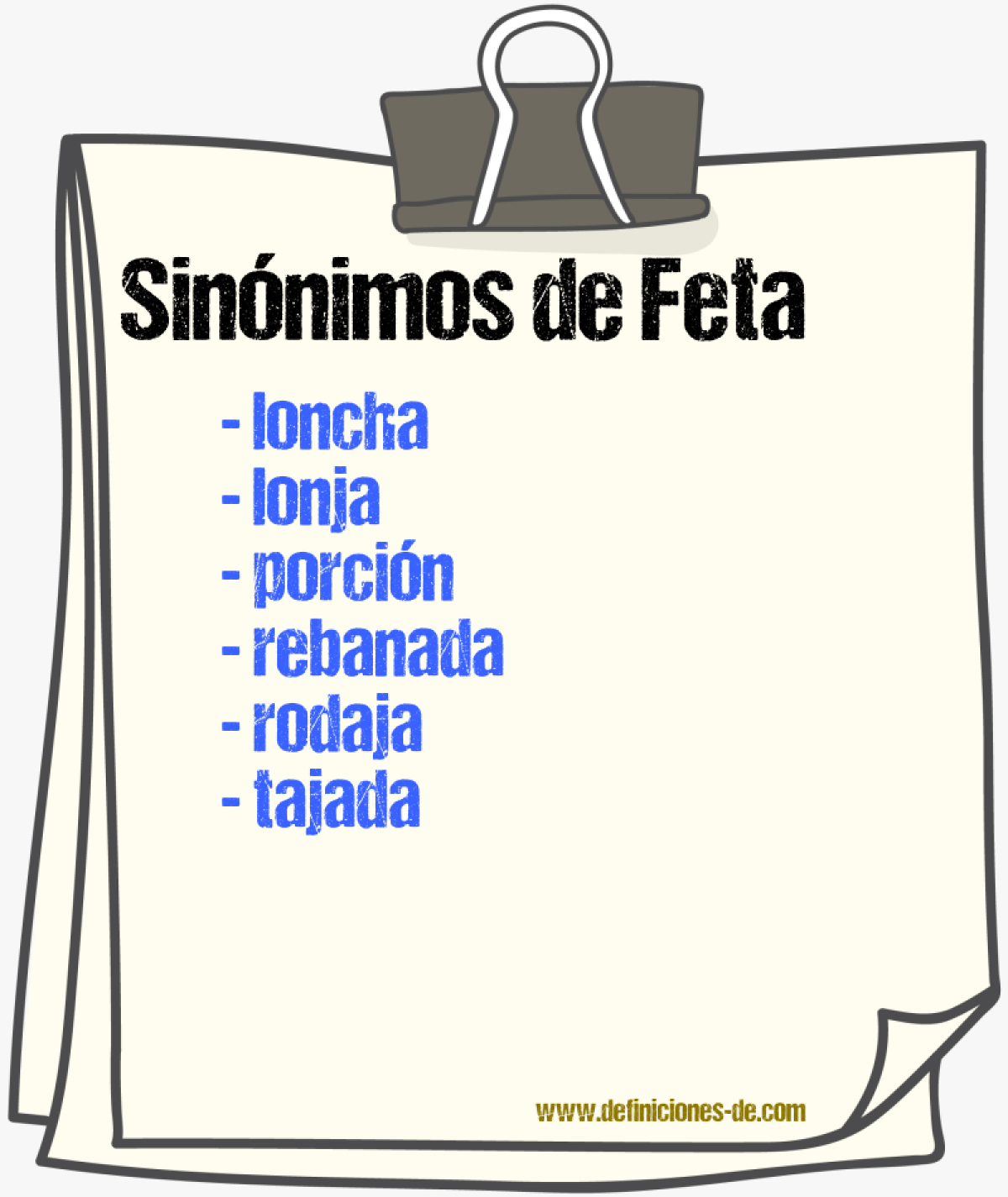 Sinnimos de feta