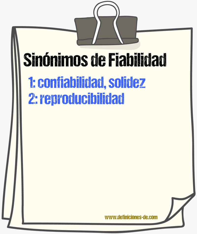 Sinónimos de fiabilidad