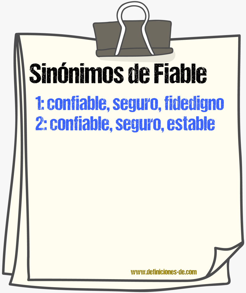 Sinónimos de fiable