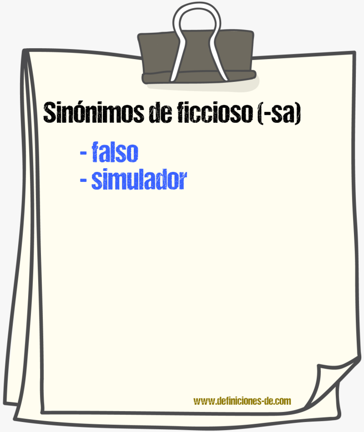 Sinnimos de ficcioso