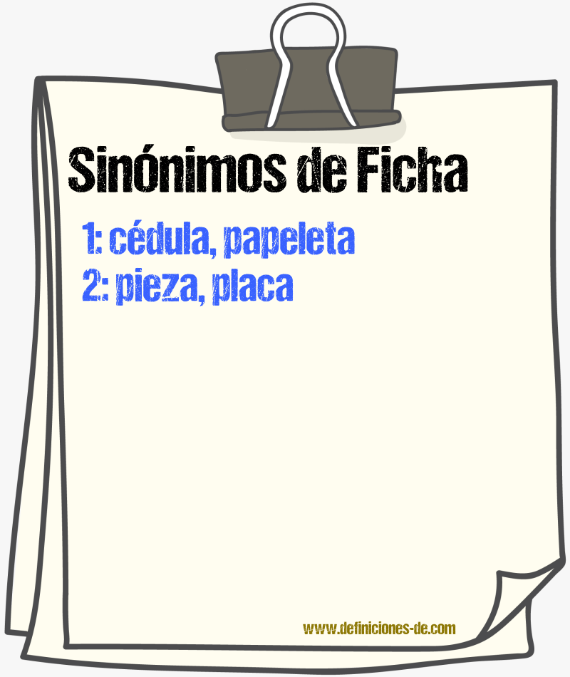 Sinnimos de ficha