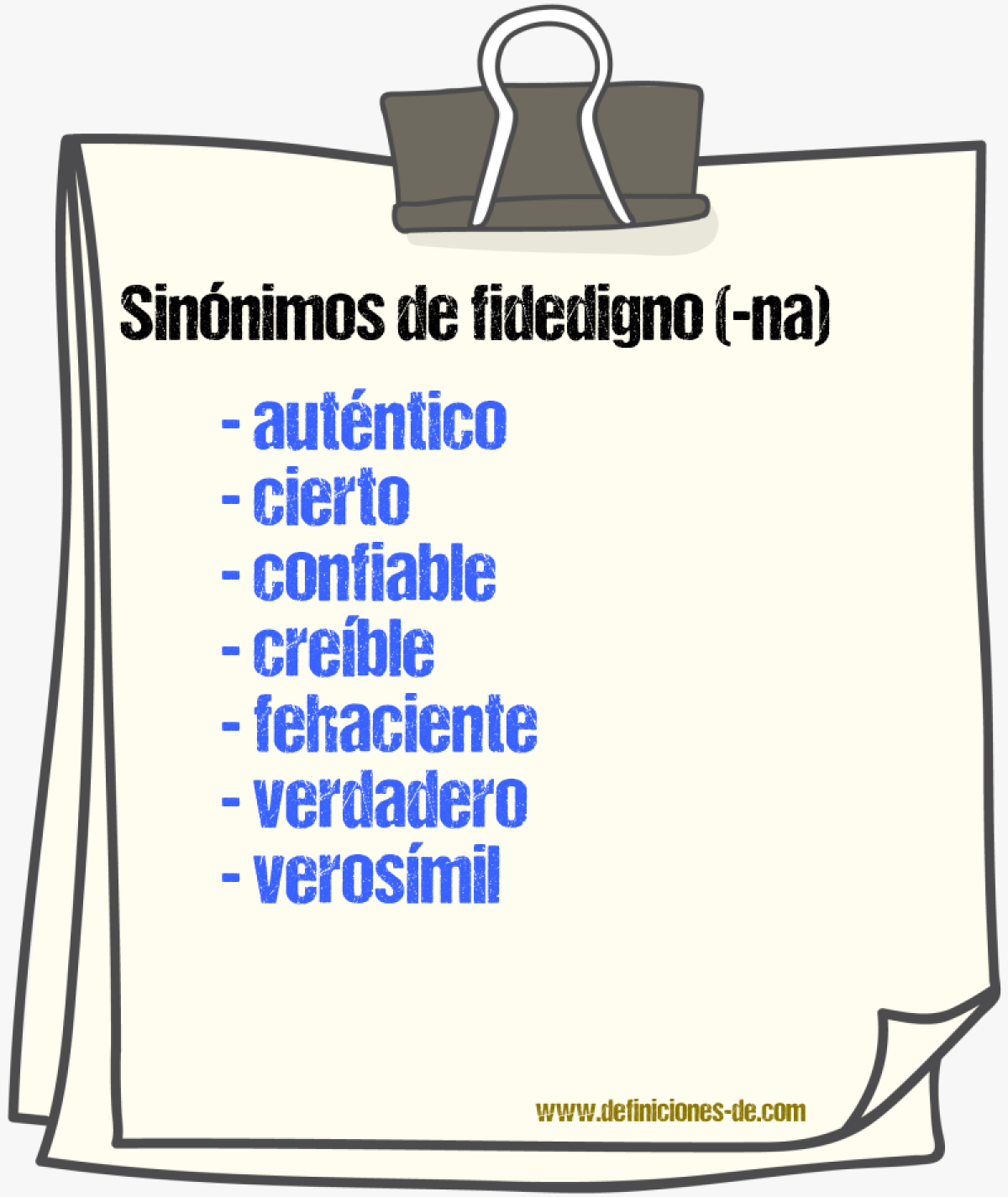 Sinnimos de fidedigno