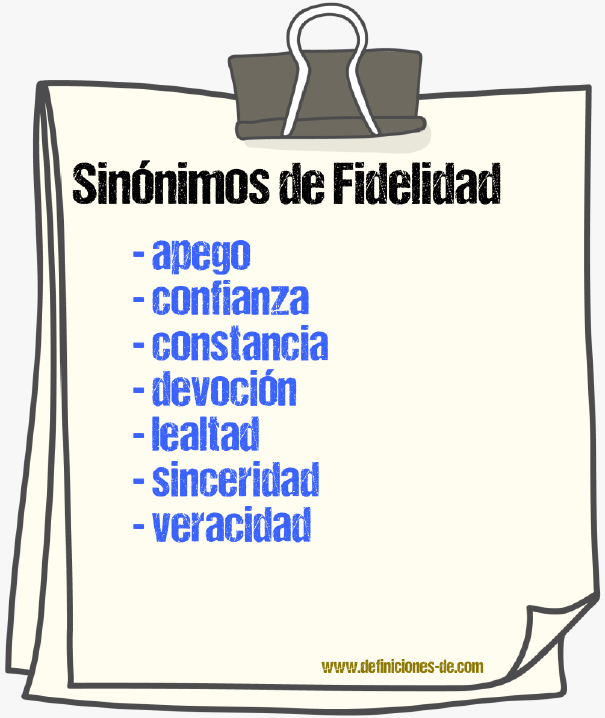 Sinnimos de fidelidad