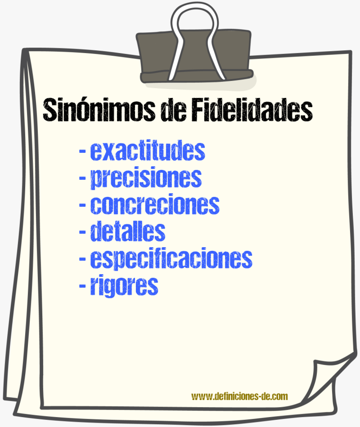 Sinónimos de fidelidades