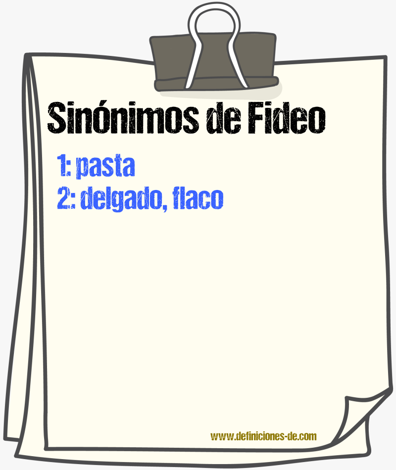 Sinnimos de fideo