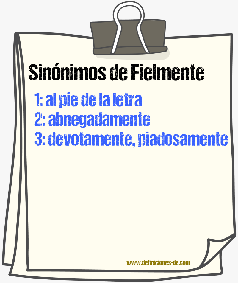 Sinnimos de fielmente