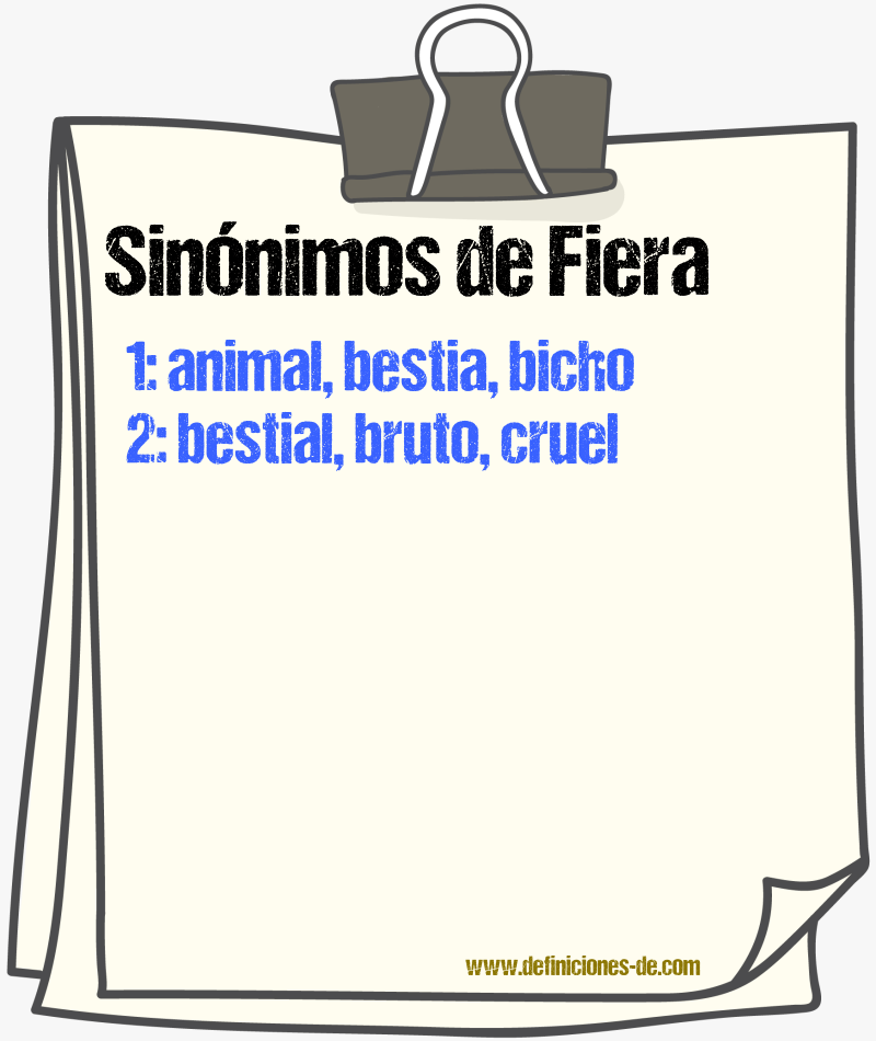 Sinnimos de fiera