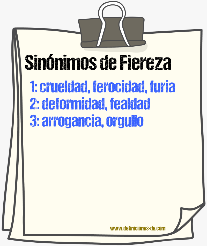 Sinnimos de fiereza